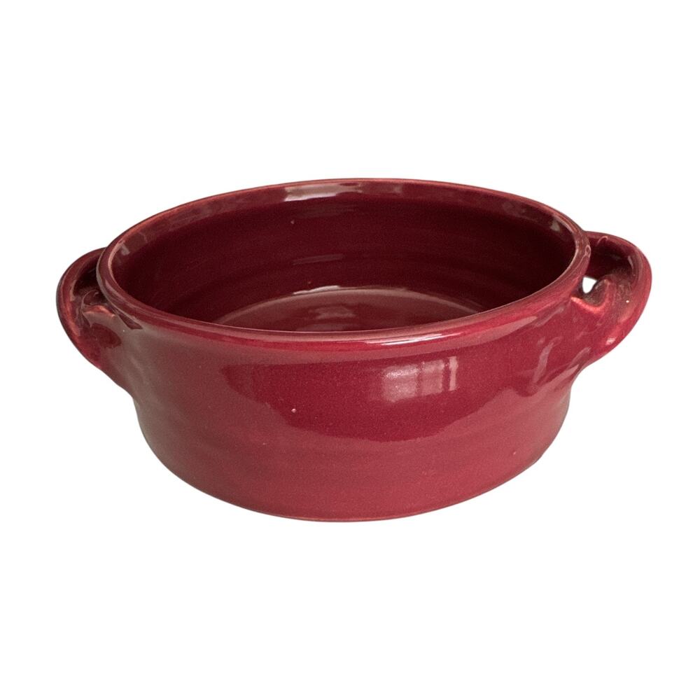 Vintage Signed Bear Pottery 7” Cherry Red Baking Pot - Picture 4 of 10